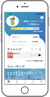 イラスト：スマートフォンアプリ「あいち健康プラス」の画面