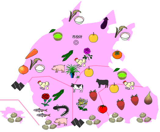 イラスト：西尾市の農産物マップ