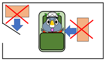 出入り口と寝る場所に家具を置かない