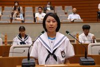 吉良中学校瀨川議員の写真