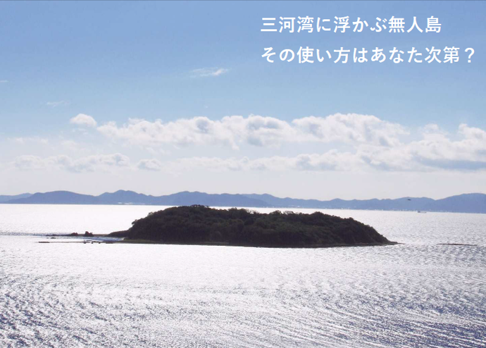 梶島の全体写真（海に浮かぶ梶島）