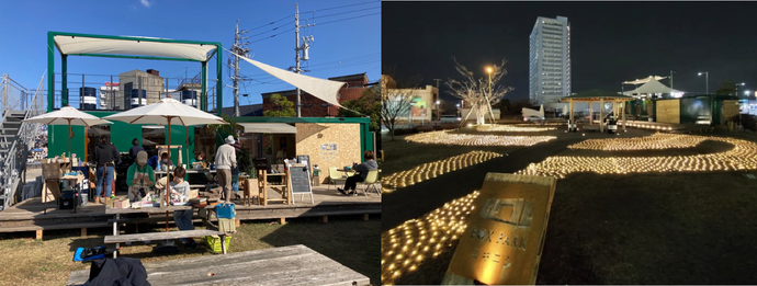 まちなかにぎわい創出社会実験「BOXPARKエキニシ」の様子