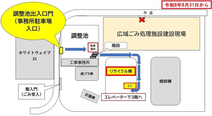 令和8年8月31日からのクリーンセンター事務所駐車場